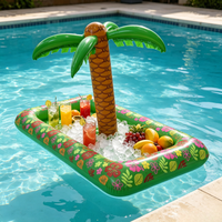 Piscina Inflable de 51 Pulgadas, Juegos para Fiestas de Verano, Enfriador de Bebidas Inflable con Forma de Palmera, Enfriador de Buffet Inflable, Barra Flotante