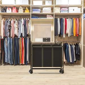 Carrito clasificador de ropa sucia de alta resistencia con 3 bolsas, plateado _ Hogar y cocina - Product Image 4