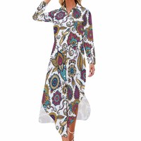 Robe chemise femme 2024 automne/hiver à manches longues, jupe imprimée sur commande, vêtements pour femmes