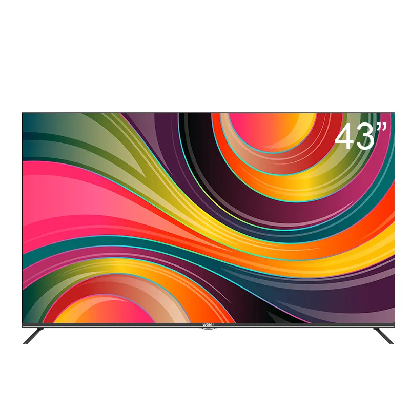 Weier tv de 43 polegadas, televisão de ecrã plano com vidro duplo 4k uhd hdr