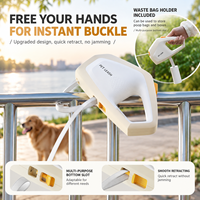 Laisse rétractable pour chien en ABS avec verrouillage à une main, ruban de 5 m, poignée ergonomique pour chiens de petite taille, chats et chiens de moyenne taille, pour la promenade