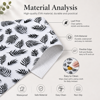 Tapis de protection pour tiroirs et étagères en EVA imprimé feuilles de palmier noires, antidérapant, imperméable, facile à découper, pour rangement de cuisine