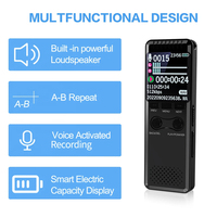 Enregistreur vocal numérique noir 32 Go, réduction de bruit professionnelle, longue durée de vie de la batterie, boîtier métallique, enregistrement à une touche, lecteur MP3 portable