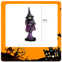 Squelette d'Halloween effrayant avec paillettes violet noir vêtements Long chapeau résine debout sorcière Halloween décoration