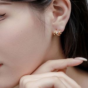 Boucles d'oreilles clous torsadées en argent 925 style métallique Dylam, plaquées or 18 carats, bijoux minimalistes pour femme, idéales pour mariage - Product Image 2