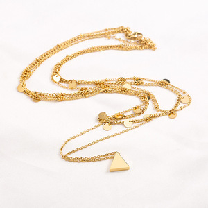 สร้อยคอชั้นเรขาคณิตสร้อยคอทองคำสามชั้นเครื่องประดับแฟชั่น - Product Image 2