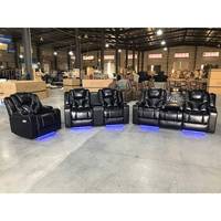 Moderno conjunto de sofá de cuero de 7 plazas para sala de estar con sillón reclinable