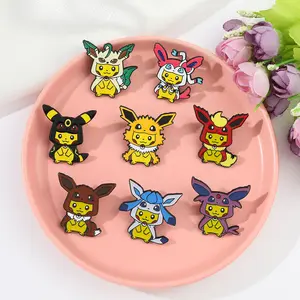 En gros pas cher mignon elfe Pikachu badge colorant noir personnalisé métal émail broche pour cadeau