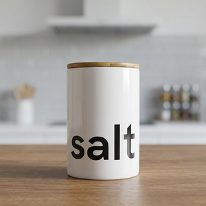 Tarro de Cerámica para Sal y Especias de 750 ml con Tapa de Bambú, Accesorio de Cocina Ecológico y Elegante con Función de Conservación de Frescura - Product Image 2