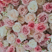 Mur de fleurs artificielles personnalisées, toile de haute qualité, déroulable, fond de scène fleuri rose pour décorations de fête et d'anniversaire