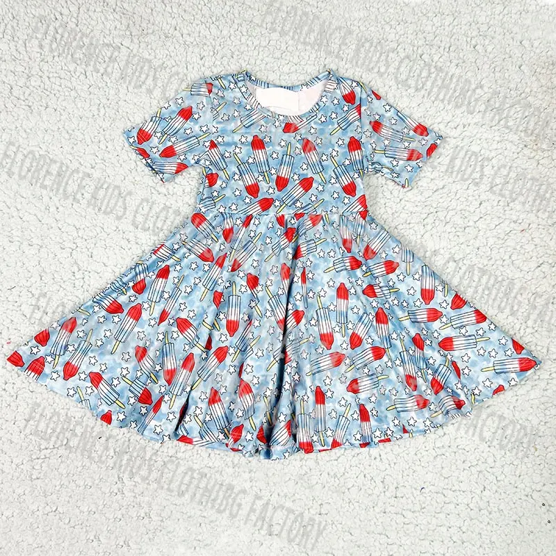 DH OEM vestido de las ninas 4 juillet mode enfant en bas âge bébé tourbillon jupe robe pour enfants fille robe de soirée