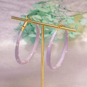 Pendientes de Aro Clásicos de Verano para Mujer, Plateados, con Resina, Diseño de Gota de Aceite, Geométricos, para Fiestas - Product Image 2