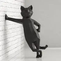 3D ayakta kedi kağıt zanaat serin Kitty modelleri heykel ev dekorasyonu hayvanlar figürler Origami hediyeler yetişkin oyuncaklar oturma odası