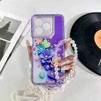 Coques de téléphone personnalisées de luxe en TPU et PC avec paillettes et cordon pour 17 Pro/16/15/14 Pro/13