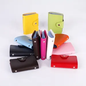 Dompet kulit PU Mini posisi kartu 8/10/12/24 dompet koin gaya Eropa berkilau multifungsi dompet kunci tempat kartu ritsleting