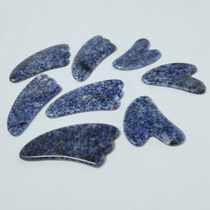 Bricolage Blue Spot Jade <span class=keywords><strong>Gua</strong></span> <span class=keywords><strong>Sha</strong></span> grattage outil de Massage pierre Guasha planches v forme visage masseur bien-être cristal - Product Image 3