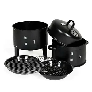 Barbacoa de carbón para exteriores 3 en 1 de alta resistencia sin humo para jardín, ahumador vertical tipo barril - Product Image 4