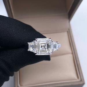 IGI Custom 3ct Drei-Stein-<span class=keywords><strong>Ring</strong></span> 18 Karat Weißgold Asscher Cut Lab Grown Diamond <span class=keywords><strong>Ring</strong></span> mit HPHT DVD - Product Image 2