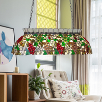 Lámpara Colgante LED Rectangular de 42 Pulgadas con Diseño de Uvas, Hecha a Mano, para Comedor, Bar, Hotel, Lámpara de Araña de Vidrio Tintado, Iluminación Central