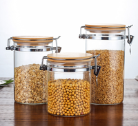 Pot en verre transparent en gros pour la conservation des aliments domestiques en cuisine, hermétique, anti-fuite, écologique, compatible congélateur