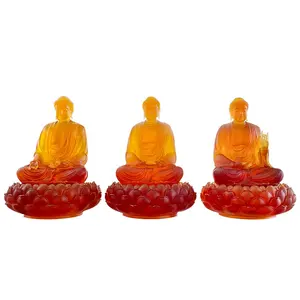 Patung Buddha obat biru Tibetan kristal, patung Buddha Liuli