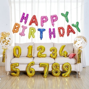 China Marca promocional <span class=keywords><strong>Feliz</strong></span> <span class=keywords><strong>cumpleaños</strong></span> anniversaire carta oro globo números de helio de ballon - Product Image 2