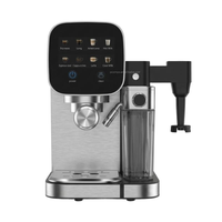 Machine à café semi-automatique métallique autonettoyante, réservoir d'eau 0,9 L, réservoir de lait 0,45 L, faible entretien, expresso chaud et froid