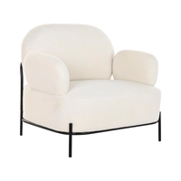 Chaise d'Appoint Moderne pour Salon Studio Design Blanc Teddy Tissu Rembourrage Fauteuil en Métal Modulaire Tufté Doux