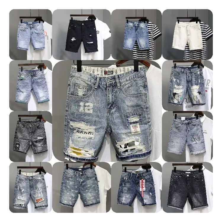 Men's slim fit fashion short jeans casual jeans with holes men's shorts