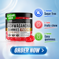 Herborigen Ashwagandha Gommes aux baies mélangées 1000mg Végétalien Soulagement du stress Équilibre de l'humeur Relaxation Cortisol Soutien immunitaire Sommeil