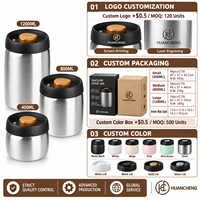 Bocal de conservation hermétique pour grains de café en acier inoxydable 304, avec pompe à une touche, 400ml/800ml/1200ml, idéal comme cadeau