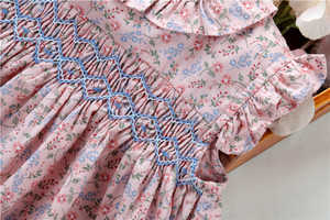 C07768 2 pezzi estate neonato vestiti set ragazze smocked vestito fatto a mano volant cotone abbigliamento per bambini bambini all'ingrosso - Product Image 4