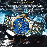 Jam Tangan POEDAGAR 813 Quartz Stainless Steel Desain Fashion Pria Tahan Air Bercahaya Tanggal Otomatis Kronograf Jam Tangan Pria