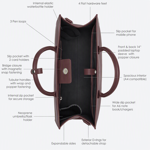 Bolso de Mano para Computadora Portátil para Oficina o Profesores |   Bolso para Portátil de Gran Capacidad en Cuero PU para Mujer, Compatible con Portátiles de 15.6/17.3 Pulgadas - Product Image 1