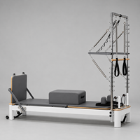 AUGER Reformer de Pilates Commercial avec Tour, Boîte d'assise, Planche de saut et Résistance à ressort réglable, Équipement de studio
