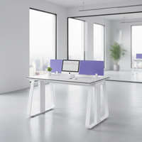 Bureau de travail moderne et simple pour employés, avec écran, casier et cloison, poste informatique pour employés