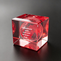 Neelpure 187528 Globe Terrestre Rouge en Cristal Gravé au Laser 3D pour Souvenir d'Entreprise Mondiale