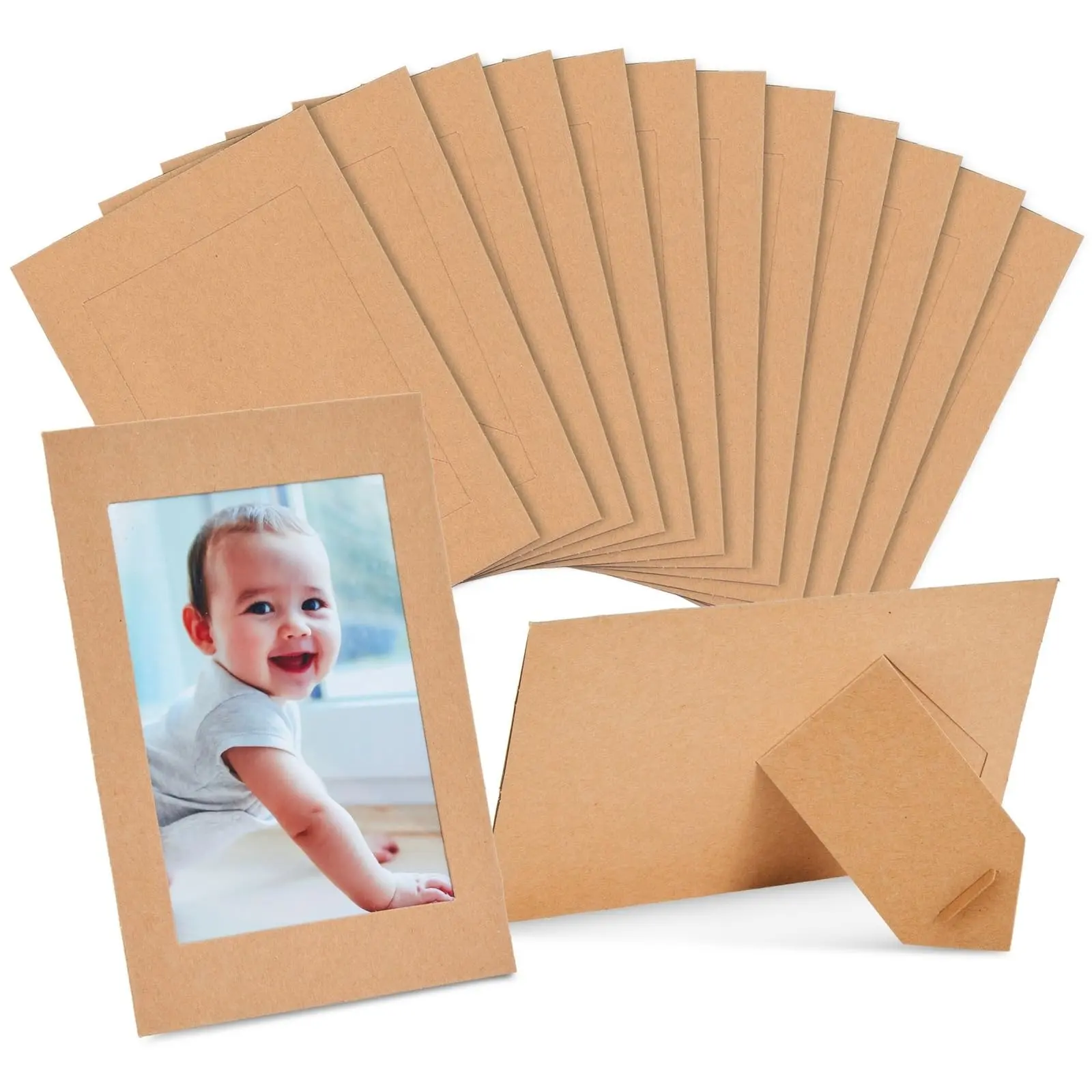 Wholesale 4*6 Khaki Photo Frames For Wedding Diy Classroom Photo Frame With Easel Gallery Frames Standing Paper Picture