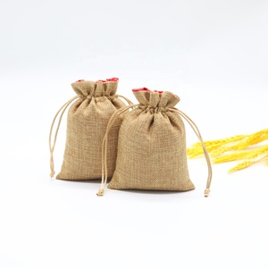 Sac en lin naturel écologique avec cordon de serrage, sac en toile de jute et chanvre pour emballage cadeau - Product Image 1