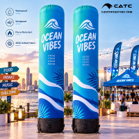 Colonne gonflable personnalisée CATC avec impression par transfert thermique dégradé, en tissu Oxford 350D imperméable |   Bar de plage estival en bord de mer