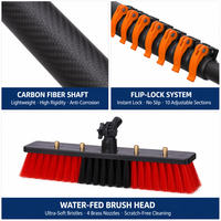 Kit de Cepillos de Limpieza Extensibles de Fibra de Carbono con Manguera y Cabezal de Cepillo Alimentado por Agua, Apto para Paneles Fotovoltaicos y Limpieza de Ventanas