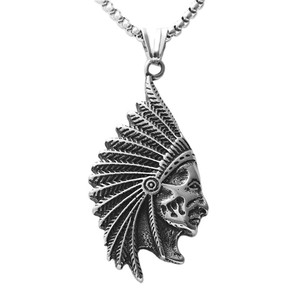 Yunnique Collier Pendentif Amérindien en Acier Inoxydable pour Homme, Style Rétro, Motif Visage Géométrique 190170 - Product Image 4