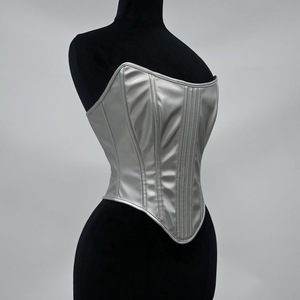 Corsetti e Bustier da Donna Y2K Argento Metallizzato, Cintura Modellante a Corona, Corsetto Sottoseno, Top Corsetto Modellante per la Silhouette - Product Image 6