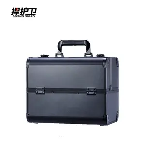 Professional Large Aluminum Alloy Makeup Train Case Black Lockable Nail Polish OEM Supported Tool Cases