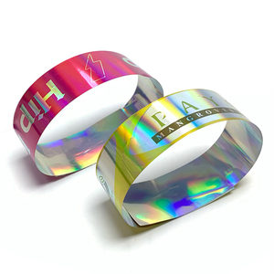 <strong>2026</strong> <strong>New</strong> Popular Holographic Glitter Waterproof Bracelet Disposable Id Wristbands Custom Party Event Access Vip Armband - Product Image 3