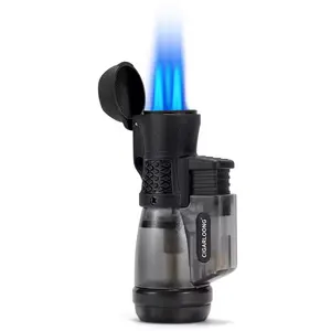 Cheap triple jet flame custom lighter cigar torch plastic wholesale lotus cigar lighter