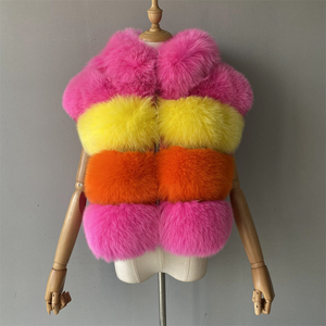 Jxwatcher Winter Wholesale Ladies High Quality Thick Warm <strong>Short</strong> Hooded Fur Vest Custom Fox Fur <strong>Gilet</strong> <strong>Women</strong> Real Fox Fur Vest - Product Image 3