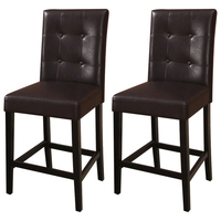 Ensemble de 2 chaises contemporaines simples à hauteur de comptoir Chaise rembourrée pour salle à manger, finition marron Cuisine Salle à manger