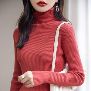 Suéter de Punto con Cuello Alto para Mujer, Color Café, Antipilling, para Otoño e Invierno - Product Image 3