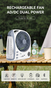 Ventilateur solaire portable avec panneau solaire rechargeable, lumière LED 8 pouces, radio <span class=keywords><strong>FM</strong></span>, charge USB pour le camping et les situations d'urgence - Product Image 6